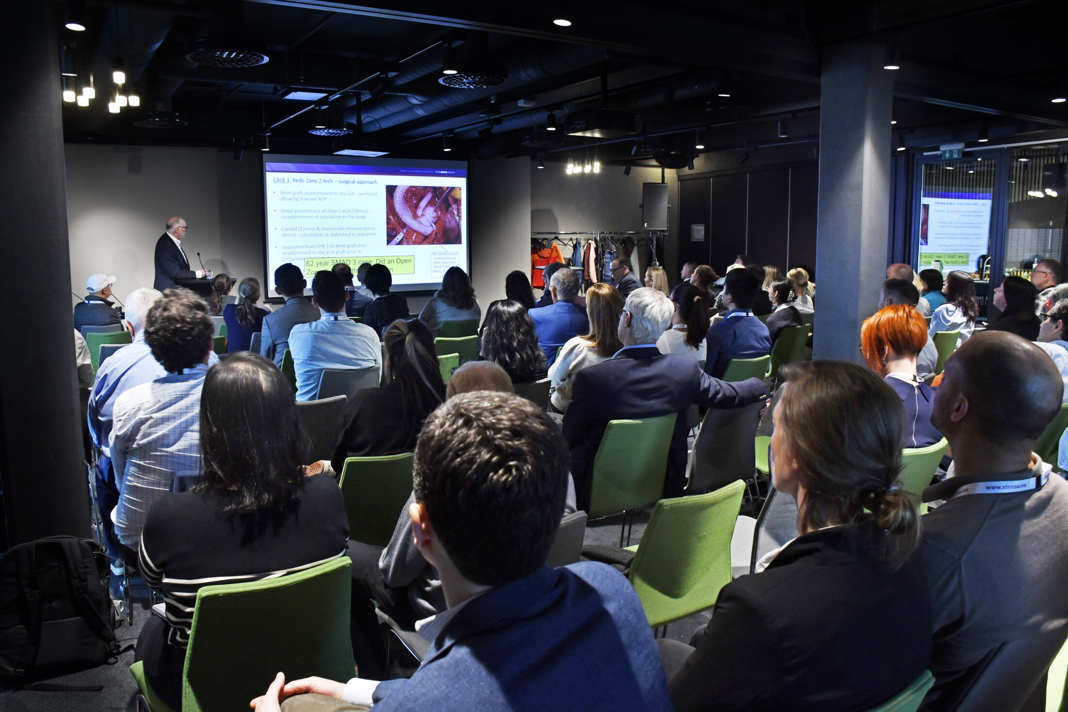 View from the back of the meeting room during a slide presenentat at the GenTAC Aortic Summit in Tromso, Norway.