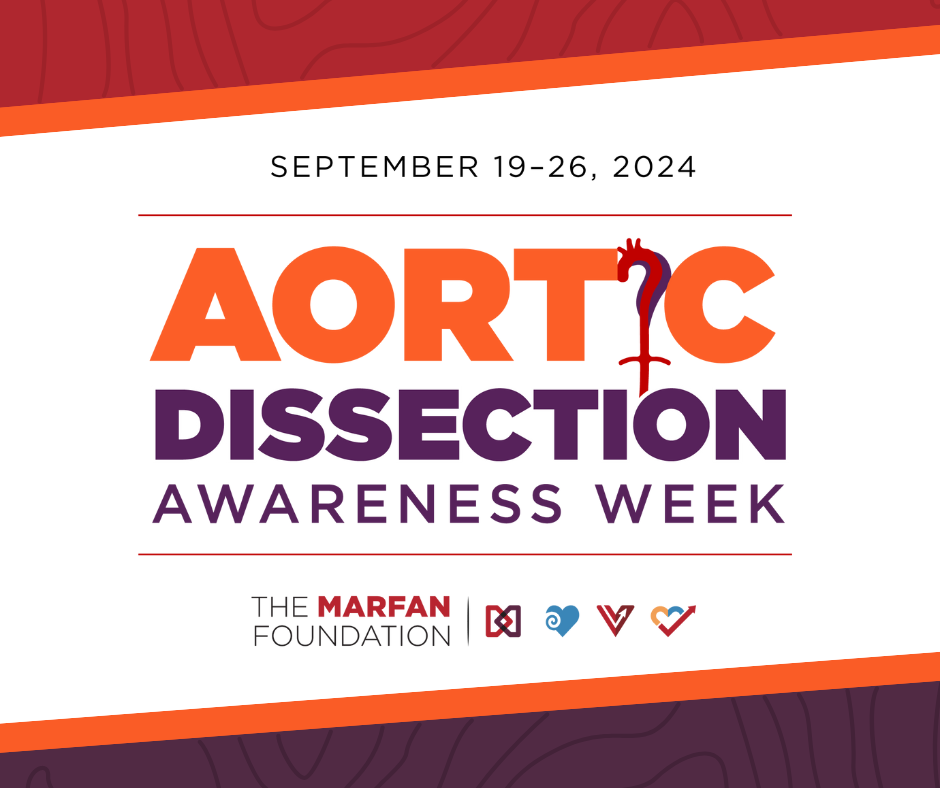 Aortic Dissection Awareness Week decorative graphic from The Marfan Foundation